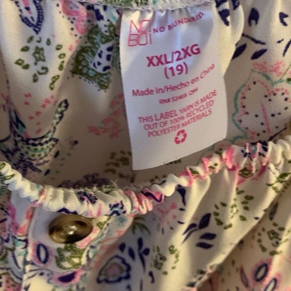 Pre Owned Women’s NOBO No Boundaries Blouse Banded Wrist Waist Sz XXL Floral - Picture 3 of 7